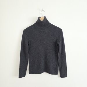 Lord & Taylor Cashmere Dark Charcoal Gray Turtleneck Sweater Size Small